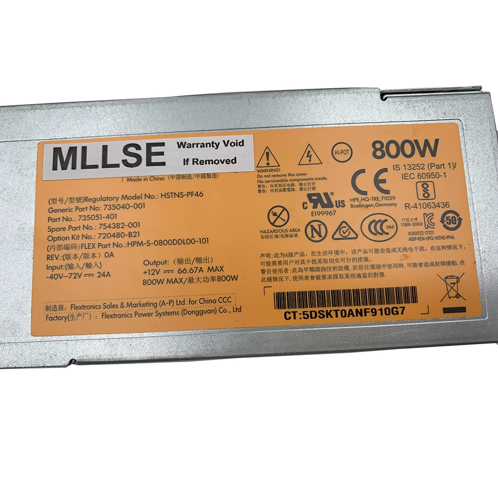 DC Power Supply for HP GEN9 735040-001 735051-401 754382-001 720480-B21 HSTNS-PF46 800W