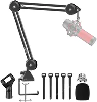 Boom Arm, Aveek Foldable Desktop Mic Boom Arm Fully Adjustable Scissor 360°Rotatable Microphone Arm Stand with Desk Mount