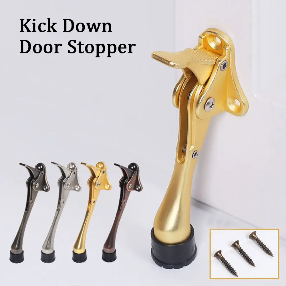 Zinc Alloy Door Stopper Rubber Silent Kick Down Door Stopper Anti Collision Wall Protector Doorstop  Floor Holder Hardware