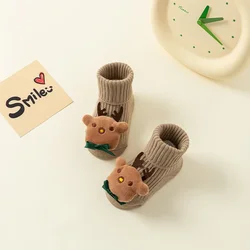 Pasgeboren babysokjes Winter Herfst Antislip vloersok in de buis Cartoon 3D-pop Peuter Kinderen 0-24 maanden