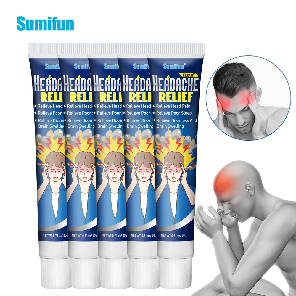 

5Pcs Sumifun Headache Relief Cream Migraine Treat Mental Anxiety Traditional Improve Sleep Quality Health Care Ointment