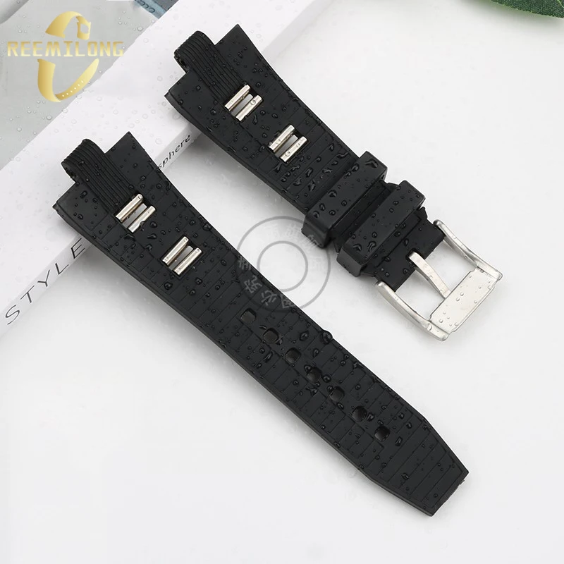 Silicone rubber watch strap High-quality 22*7mm 22*8mm 26*9mm Convex joint black men\'s watchband Watch chain For Diagono