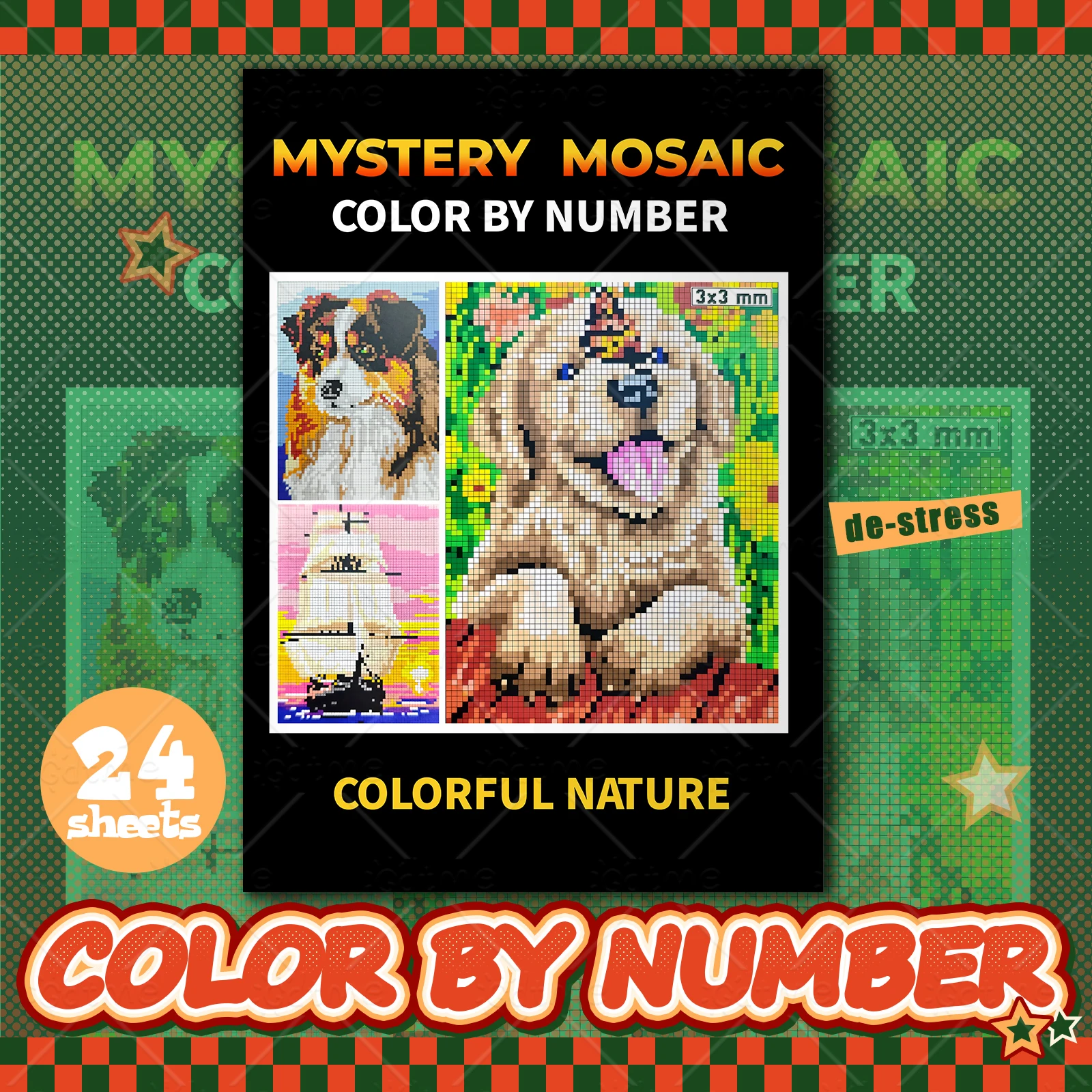 Funny Mystery Mosaics Pixel Animal Coloring Book Relaxation Hand Drawn Book Colorful Graffiti DIY Num Painting Drawing Books