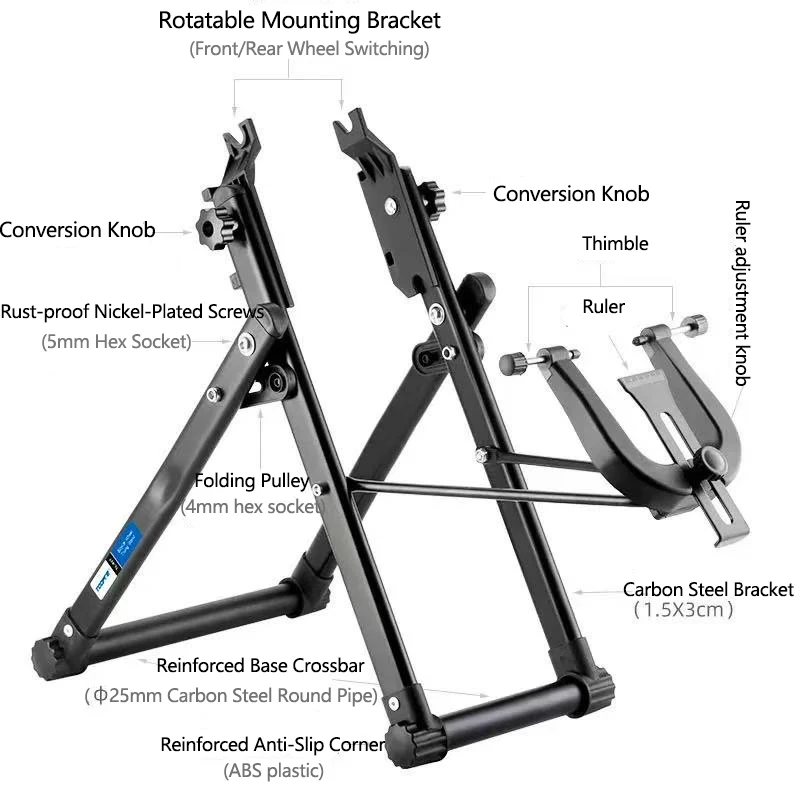 TOOPRE Mountain Bike Truing Stand Bicycle Wheel Hub Aligner Folding Bike Wheel Truing Stand Bike Repair Tool