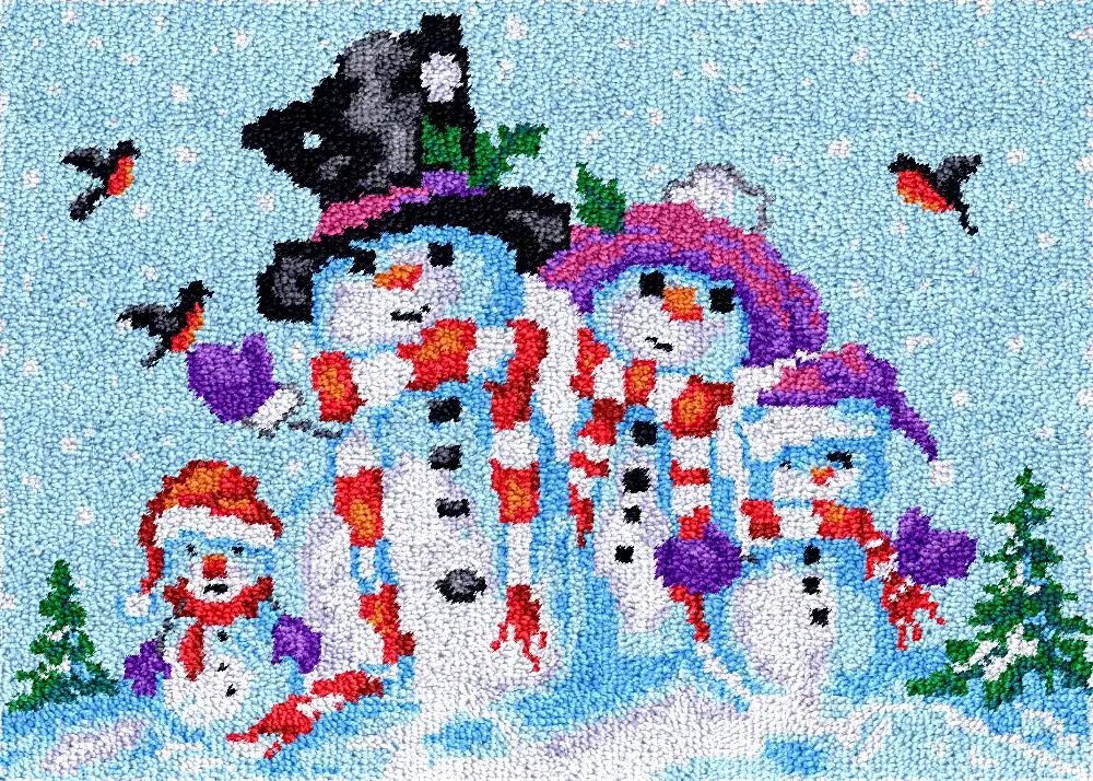 

Snowman Latch hook rug making kits with Pre-Printed Pattern Carpet embroidery cross stitch Crafts for adults needlework Tapestry