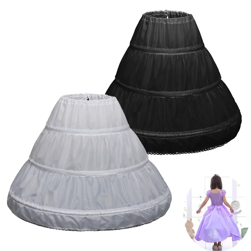 

Black White 2/3 Hoop Petticoat Flower Girl Wedding Dress Accessories Lolita Crinolina Puffy Skirt With Adjustable Underwear