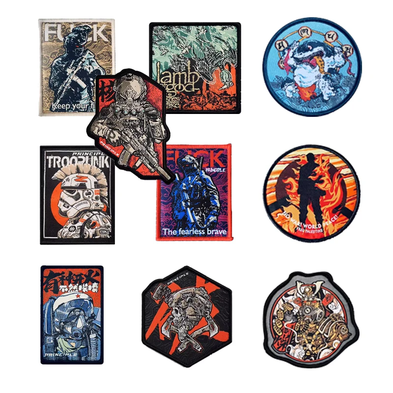 

Newly Designed Woven Military Fan Series Bag Accessories Badge Dry Samurai Function Creative Backpack Patches for Clothing