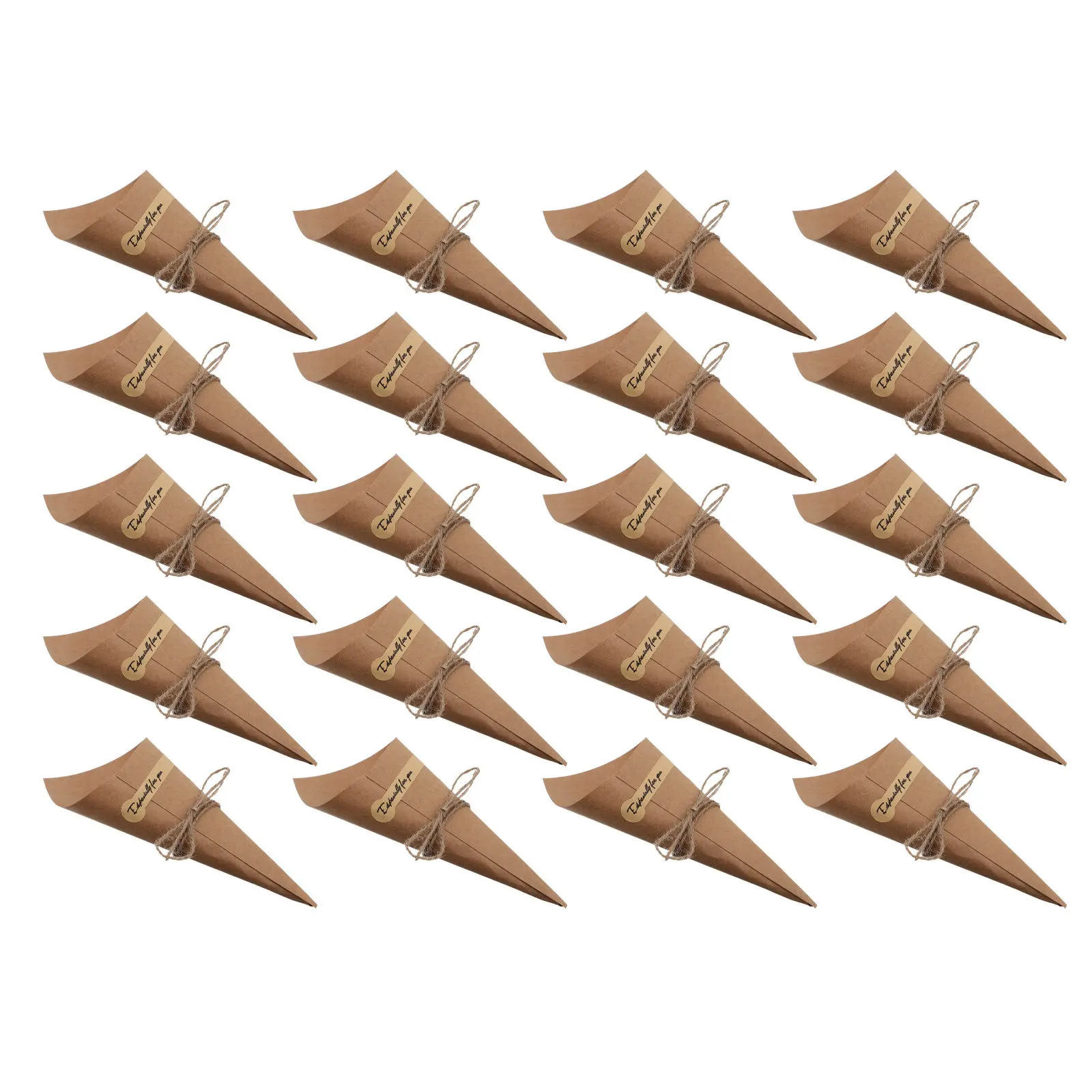 

Набор из 50 бумажных конусов из крафт-бумаги премиум-класса для упаковки тортов, конфет, мороженого, с джутовой веревкой, для вечеринок, свадеб, десертов