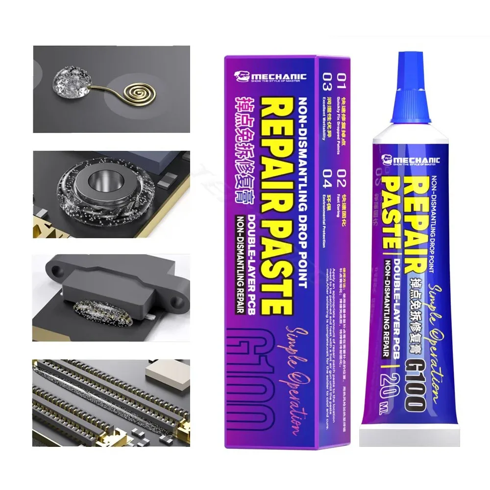 Mechanic G100 Non-Dismantling Drop Point Repair Paste for Phones Tail Plug CHIP Pin PCB Seat Drooped Points Fast Curing Repair