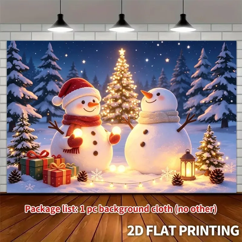 VIKAMA Cozy Christmas Window Tapestry, Holiday Night Forest View, Xmas Wall Hanging for Bedroom Living Room Home Decor