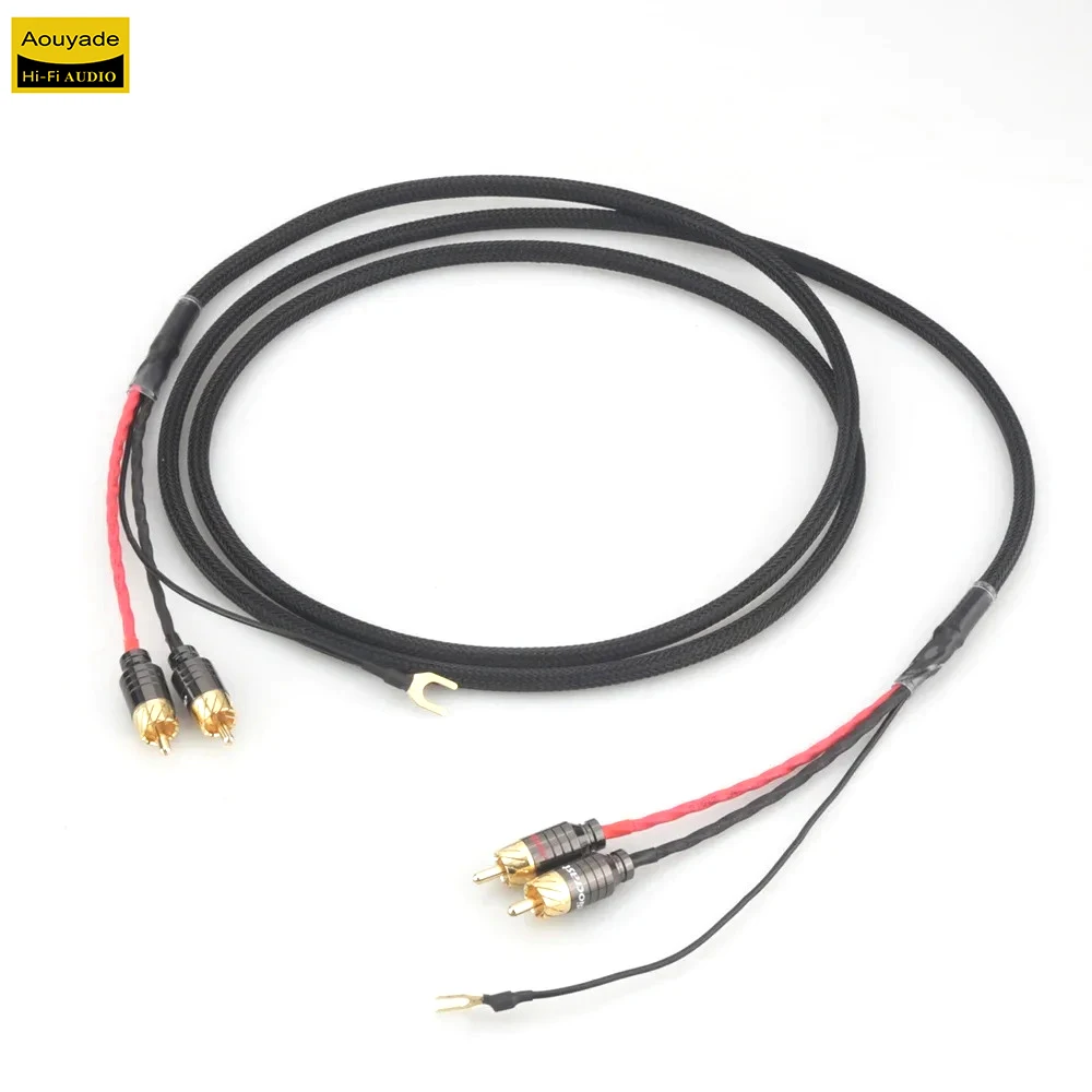HiFi Audio RCA to RCA Cable Independent Shielded Line LP Vinyl Record Player Amplifier Chassis Gold Plated Connector