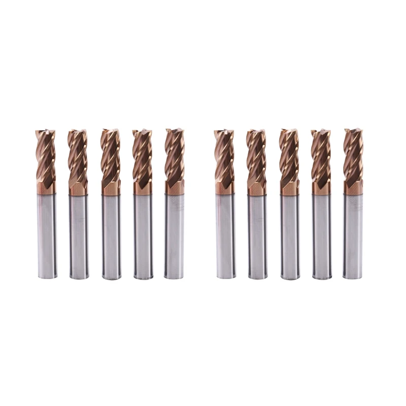 

10PCS HRC55 8Mm Solid Carbide Endmills Endmill 4 Flute Standard Length Side Milling Slotting Profiling Face Mill