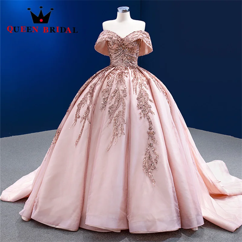 Pink Charming Sweetheart Sequined Evening Dress 2023 New Off The Shoulder Ball Gowns For Women Robes De Soirée Custom ZX57