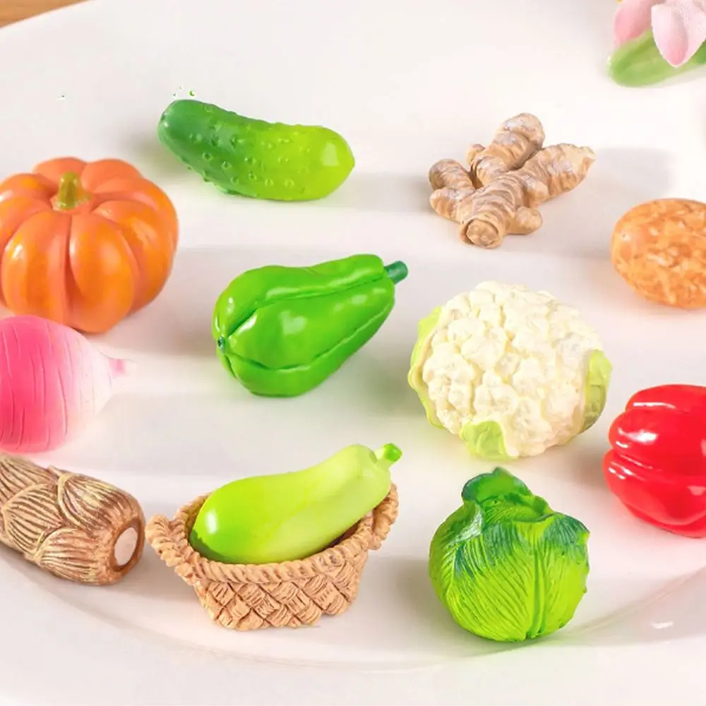 Cute Vegetable Figurines Miniatures Mini Handicrafts Simulation Vegetable Basket DIY Resin Crafts Vegetable Model