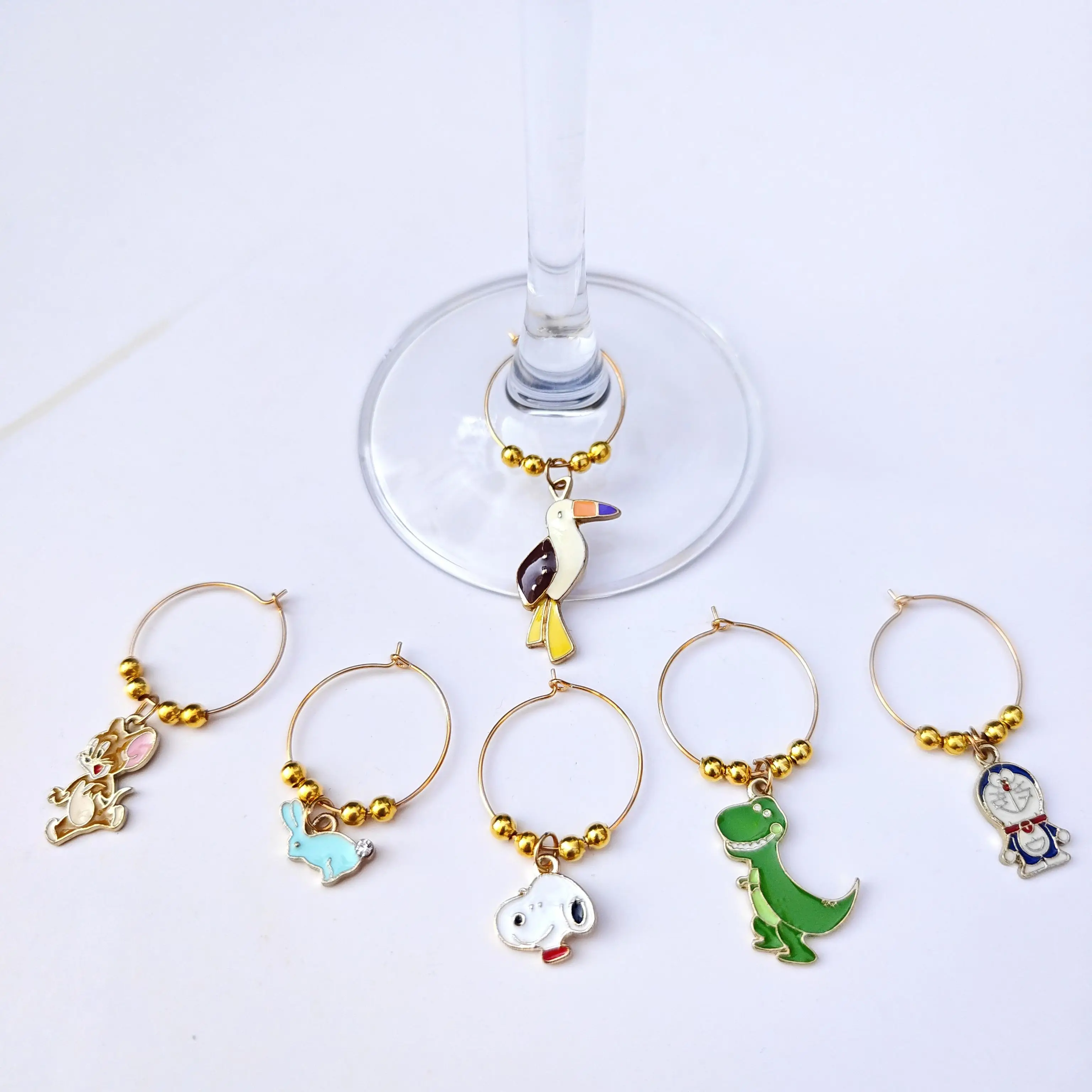 6PCS Cute Animals Wine Glass Markers New Design Wine Glass Charms Rings Marker Christmas Wine Glass Drinks Markers