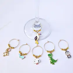 6PCS Cute Animals Wine Glass Markers New Design Wine Glass Charms Rings Marker Christmas Wine Glass Drinks Markers