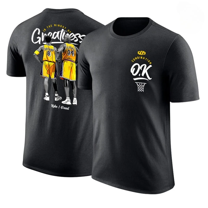 

Весенняя футболка из плотного чистого хлопка OK Duo Kobe O с короткими рукавами и американским принтом