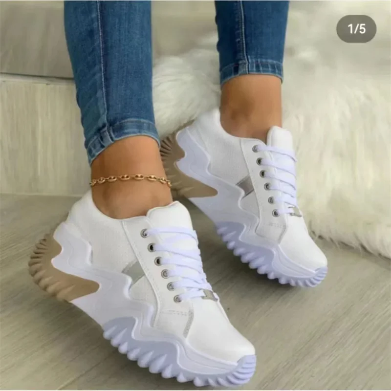 Sapatos vulcanizados respiráveis para mulheres, tênis de plataforma casual, fundo grosso, parte superior baixa, lona grande, verão, novo, 2023