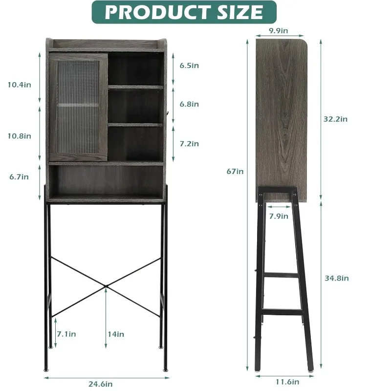 Over Toilet Storage Cabinet for Bathroom, Over Toilet Shelf Organizer, Freestanding Space Saver