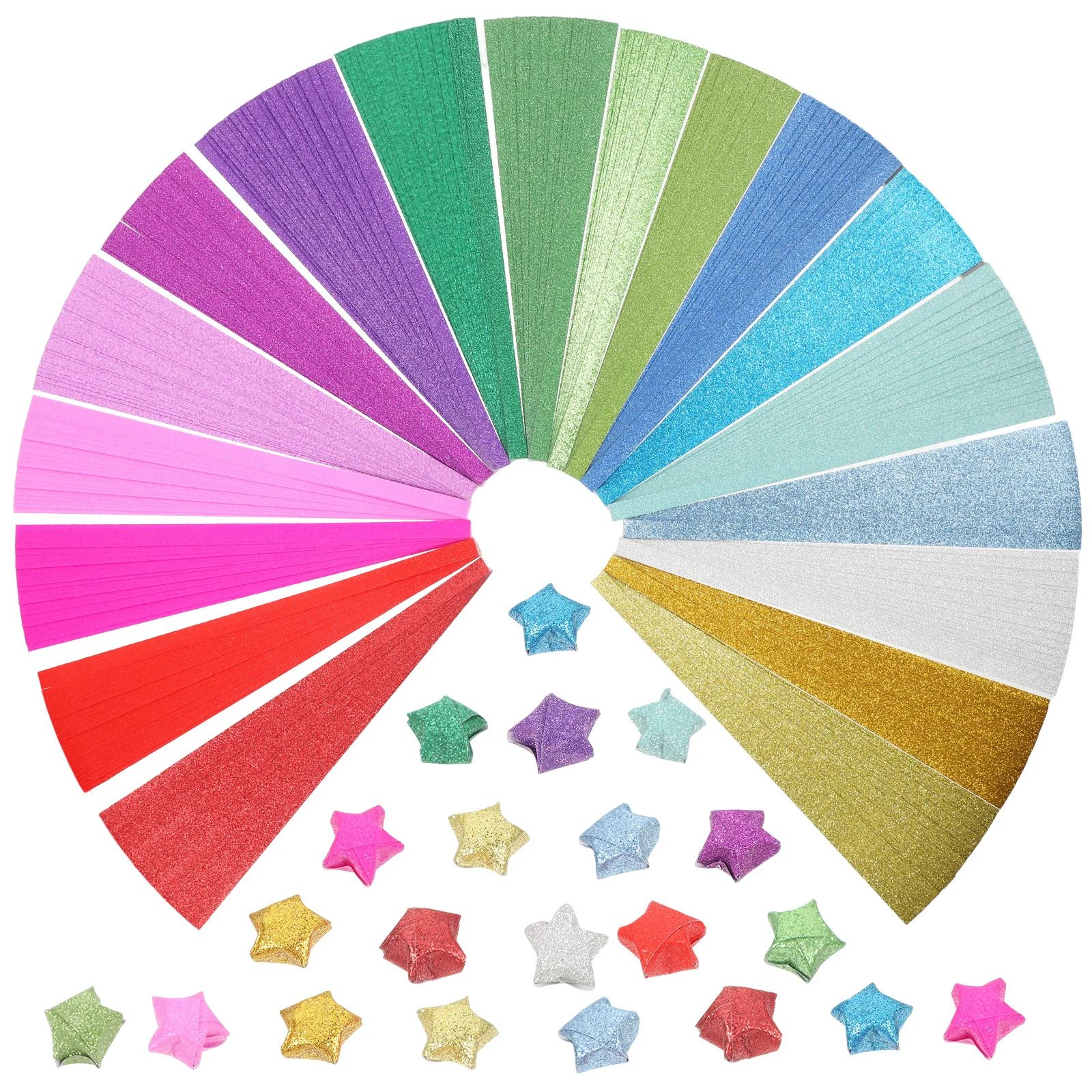 720 Lembar Kertas Origami Bintang Berkilau Strip Kertas Lipat DIY untuk Kerajinan Tangan Dewasa Dekorasi Penghilang Stres