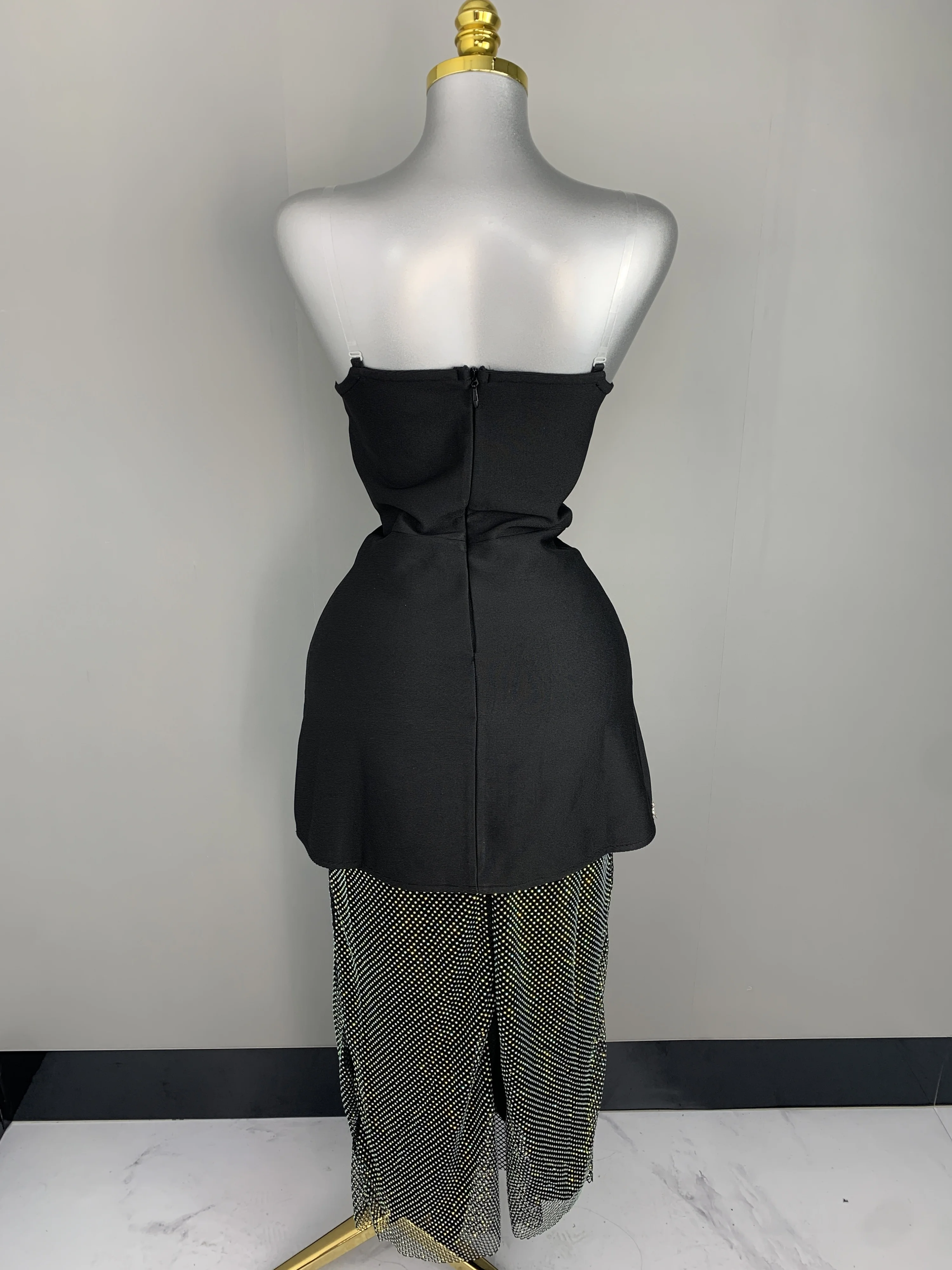 

Женское роскошное платье для дня рождения, высококачественное черное платье без рукавов с бриллиантовым топом и блестящей юбкой с бриллиантами, вечерний наряд для ночного клуба или вечеринки.