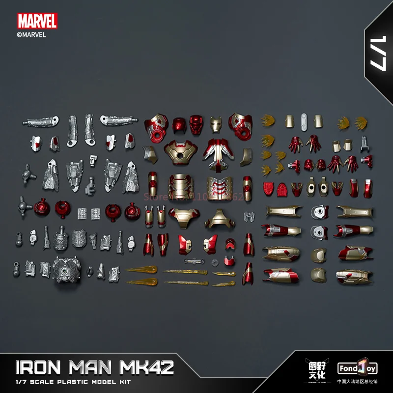 공식 정품 아이언 맨 빛나는 장난감 1/7 Mk42 이동식 25.9cm 액션 입상 조립 Mk43 모델 소년 Mk46 생일 선물