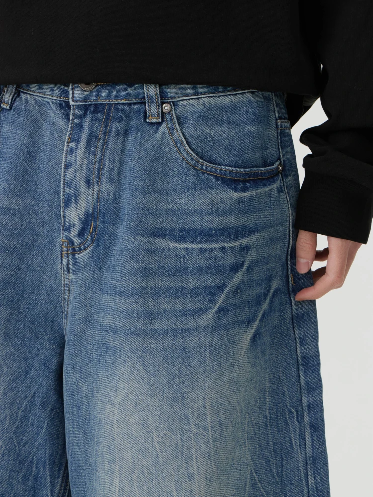 

Джинсы American Sle Lightning Cra Seven-Foot для мужчин и женщин, летние широкие брюки, модная смесь хлопка и полиэстера