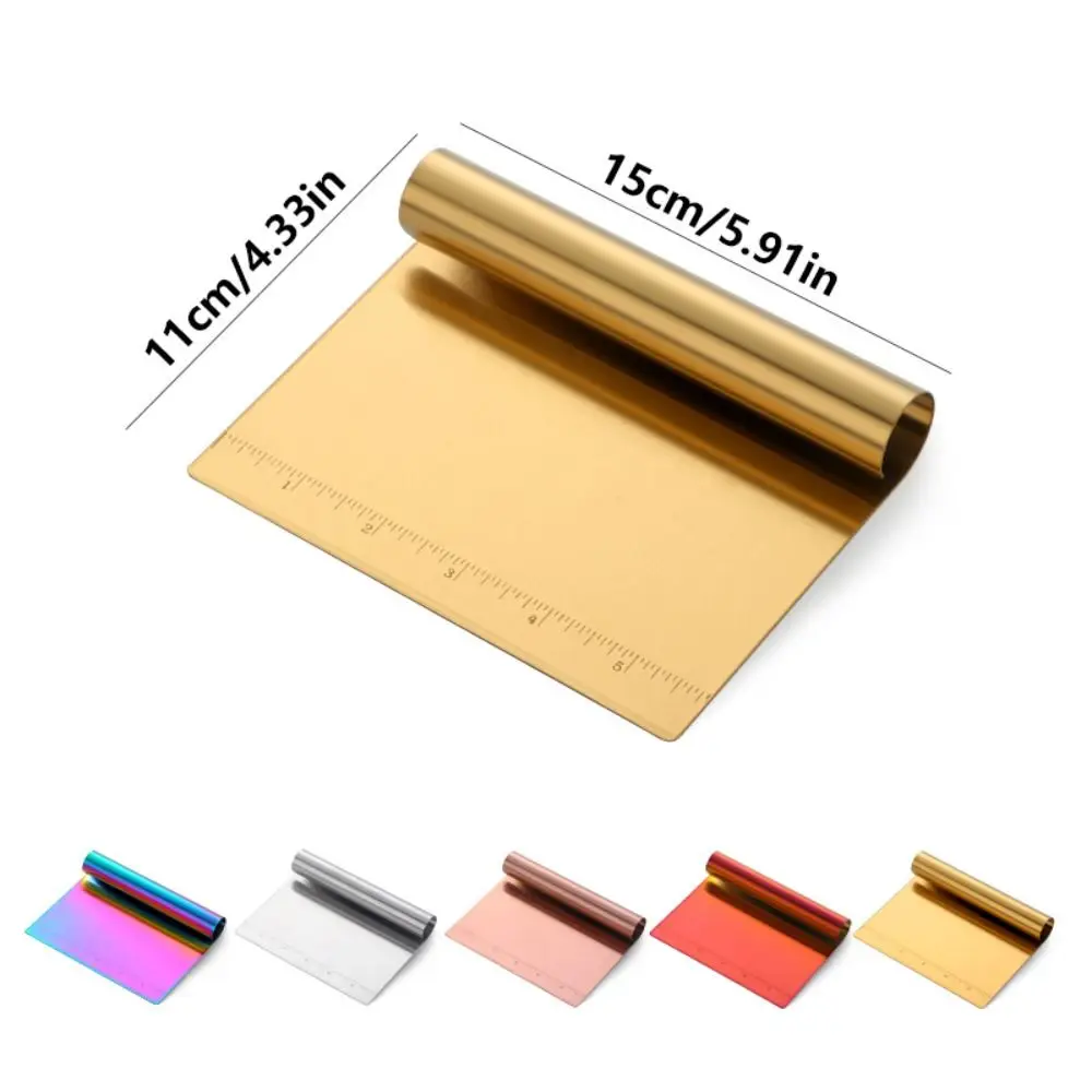 الفولاذ المقاوم للصدأ المعجنات قاطع العجين قياسات مقبض مريح البيتزا مكشطة علامات واضحة متعددة الأغراض كعكة مقسم #6