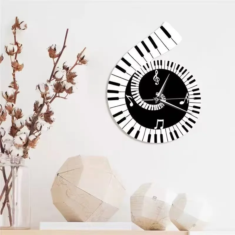 &c 36X50CM High Quality Musical Silent Watch Decorative Wall Clock Notes Irregular Piano Keys Home Decor Hangings Dropshipping