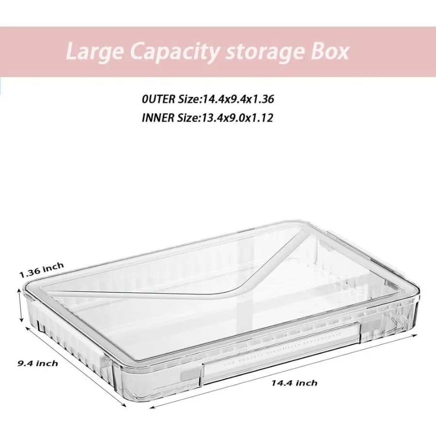 2-pack doorzichtige plastic archiefdozen met vergrendelbare deksels, stapelbare A4-opslag ‎ Witte grendels klein