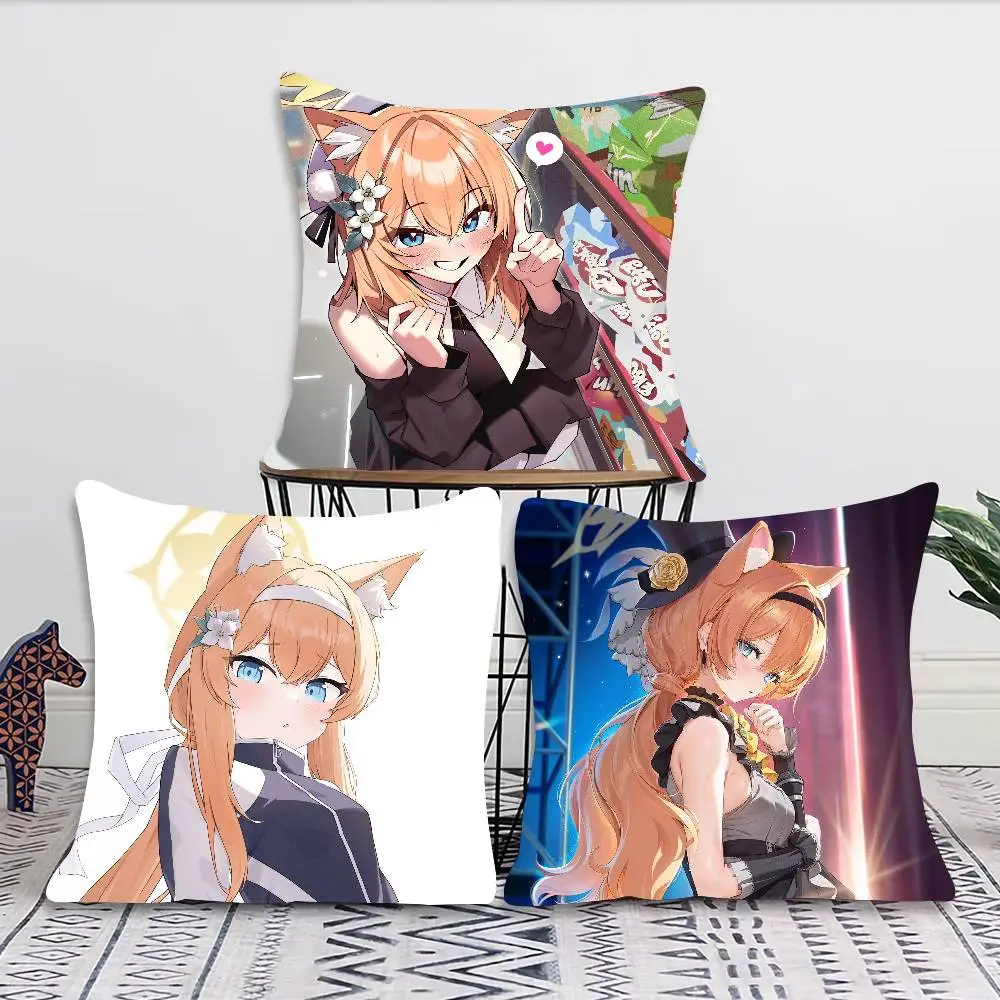 Mari Anime Game B-Blue Archive Pillow Case Fashion Square Pillowcase Bedroom Sofa Room Ins Decoration Leisure