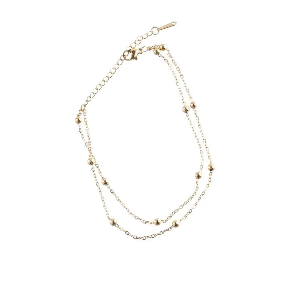 الكلاسيكية التيتانيوم الصلب طبقات مزدوجة تتجه خلخال حبة البوهيمي سلاسل القدم هيبوالرجينيك السيدات #3