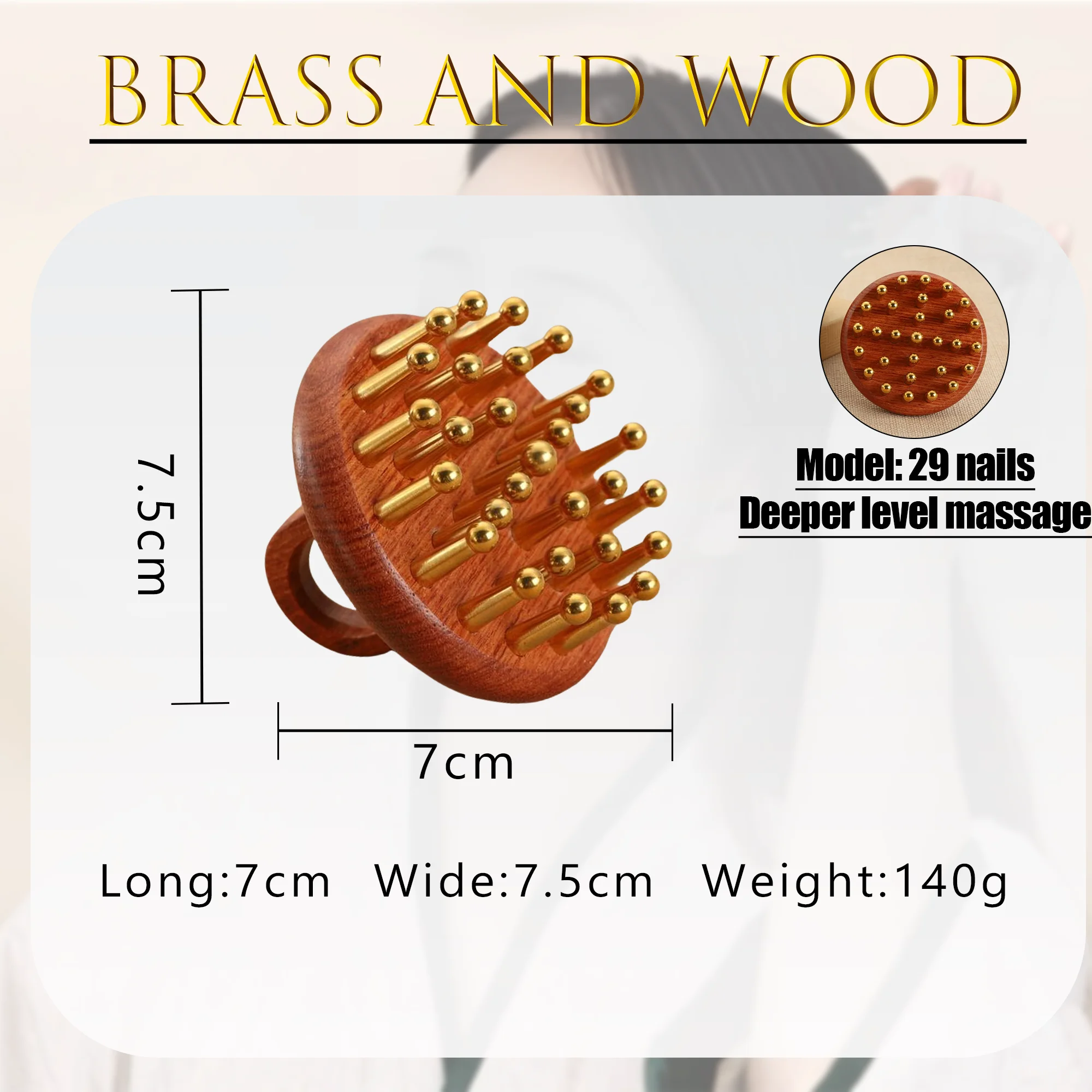 Guasha Tools Brass 29 tooth Meridian Massage Comb for Home Abdominal Massage Universal Meridian Brush for the Whole Body