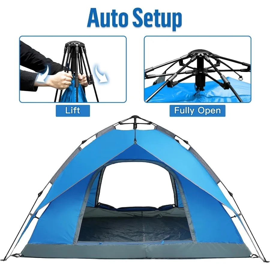 خيام منبثقة فورية 23 شخصًا مع قماش القنب ببصمة القدم، خيمة تخييم سهلة الإعداد مع طبقات مزدوجة المطر مقاومة للماء أوتوماتيكية هيدر