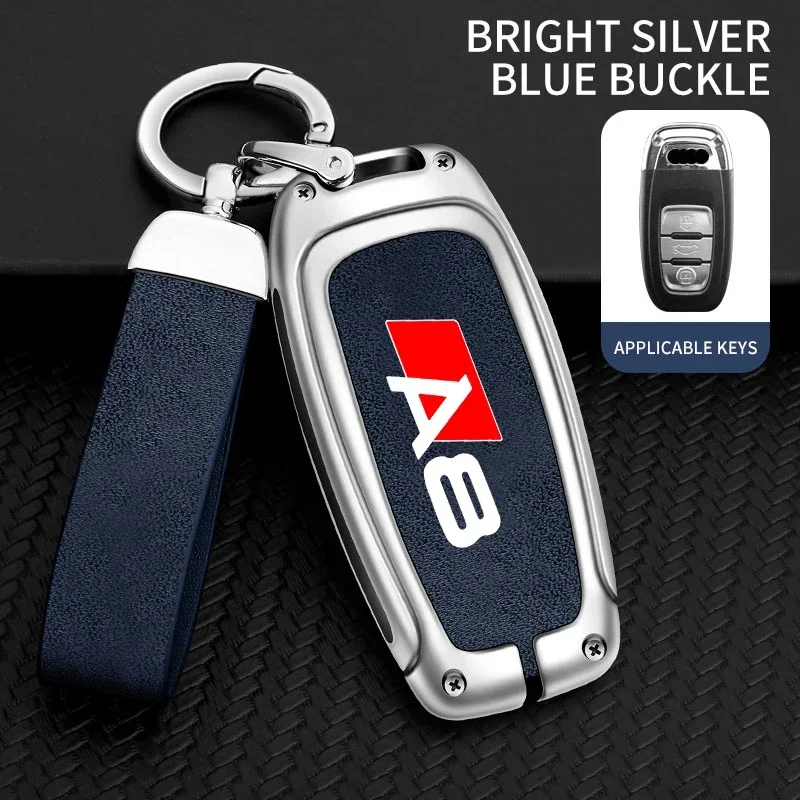 Zinc Alloy Car Smart Remote Key Case Cover Holder Shell For Audi A8 d3 d4 d5 4h Protector Key Bag Keychain Interior Accessories