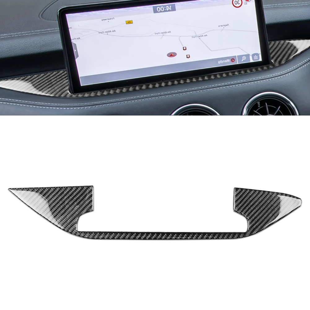 Dashboard GPS Trim Sticker Strip Navigation Panel Cover RHD For Kia Stinger 2018-2020 2021 2022 2023 Carbon Fiber Black