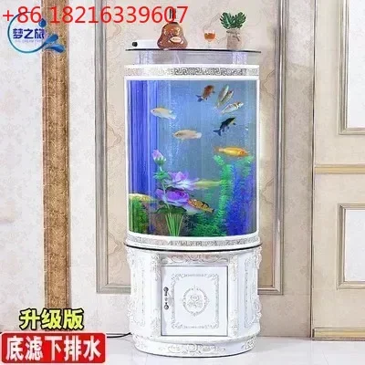 TAO European-Style Semi-Cylindrical Glass Fish Tank Change-Free Aquarium Ecological Bottom Filter Cabinet Living Room Lazy