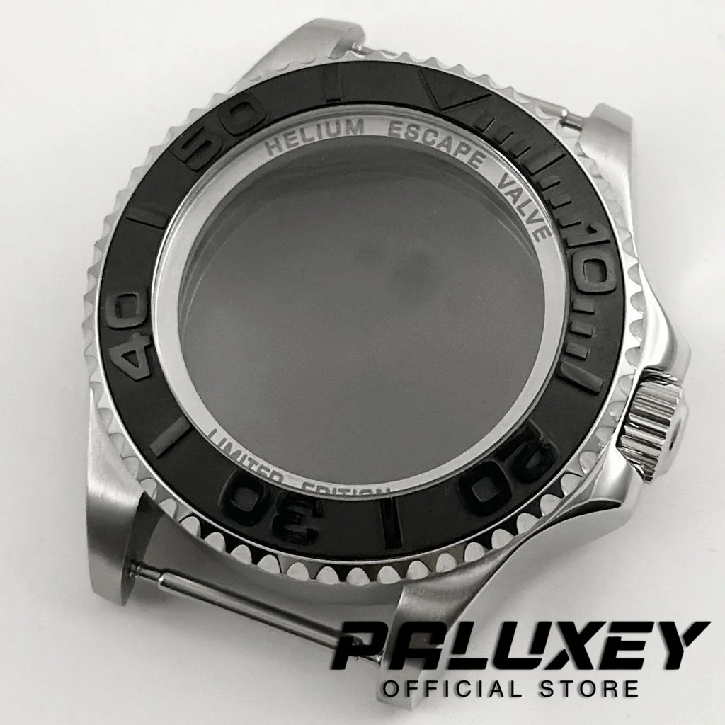 

NH35 44mm Black Ceramic Bezel Watch Case for Deep SEA Style for NH34 NH35 NH36 Movement Unidirectional Rotating Bezel Solid Back