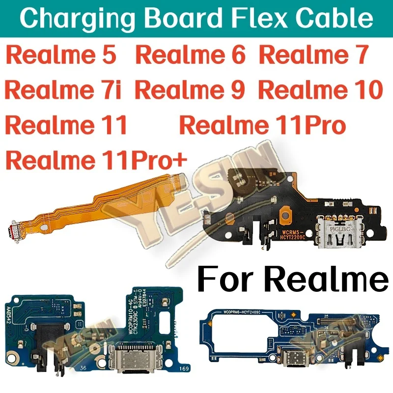For Realme 5 Realme 6 Realme 7 7i Realme 9 Realme 10 Realme 11 11Pro Plus 4G USB Charger Dock Connector Board Fast Charging Port