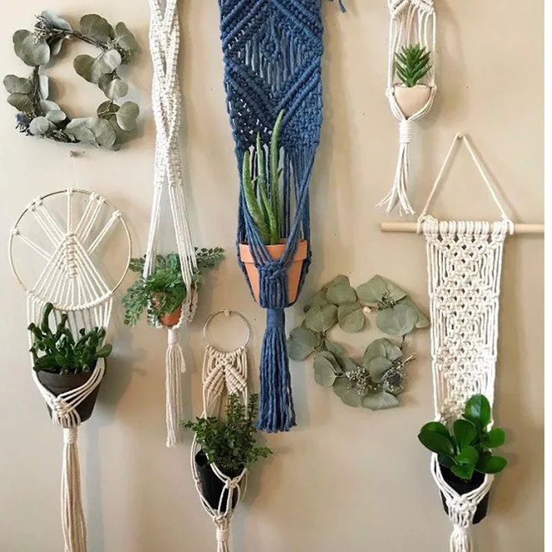 Vòng Tay Macrame Vật Có Giá Đỡ Cotton Nhiều Phong Cách Khác Nhau Hoa Móc Treo Giỏ Treo Tường Decorantion Sân Trang Trí Sân Vườn