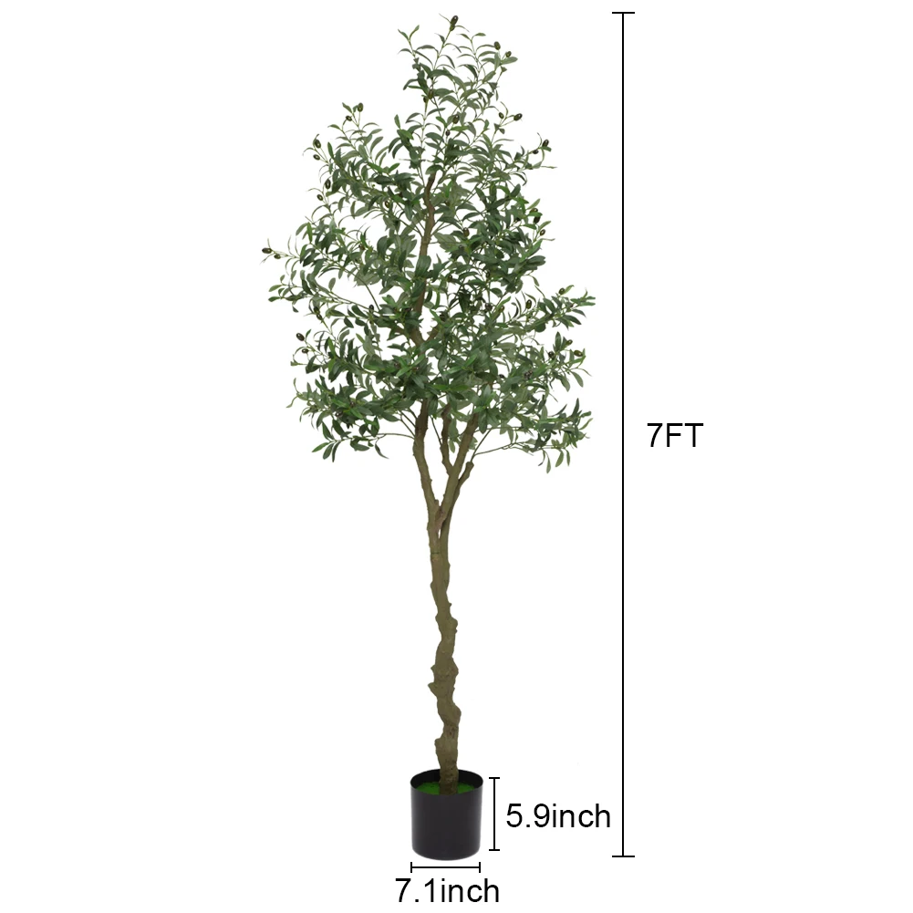 7FT Artificial Olive Tree Ornaments Fake Potted Olive Tree For Modern Home Office Living Room Floor Decor