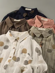 Japan style unique design polka dot print shirts and blouses for women autumn cotton yarn loose thicken long sleeve tops
