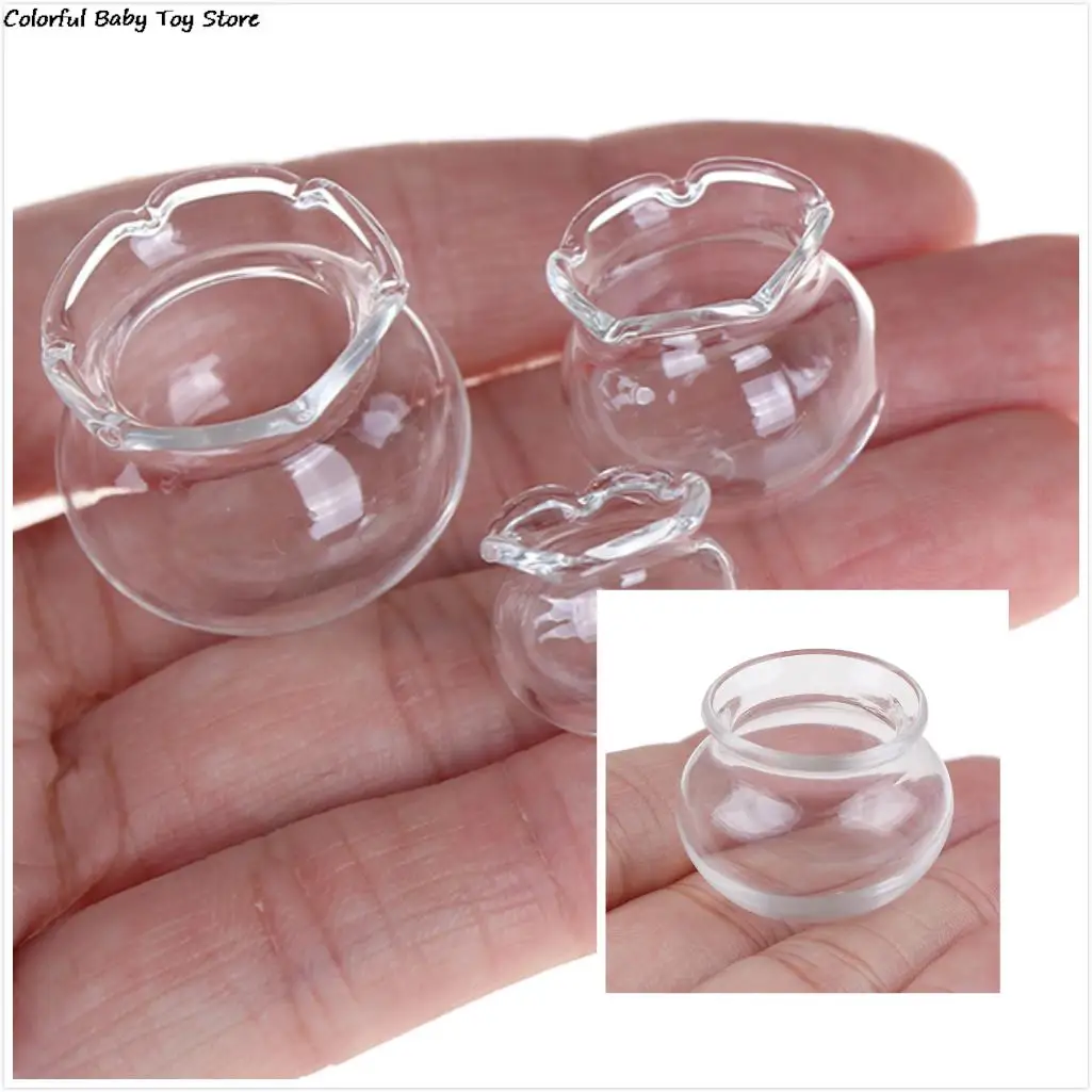 Miniature Glass Fish Tank Transparent Aquarium Kids Toys 1:12 Dollhouse Home Ornaments Doll Toy Gift Pretend Play toys