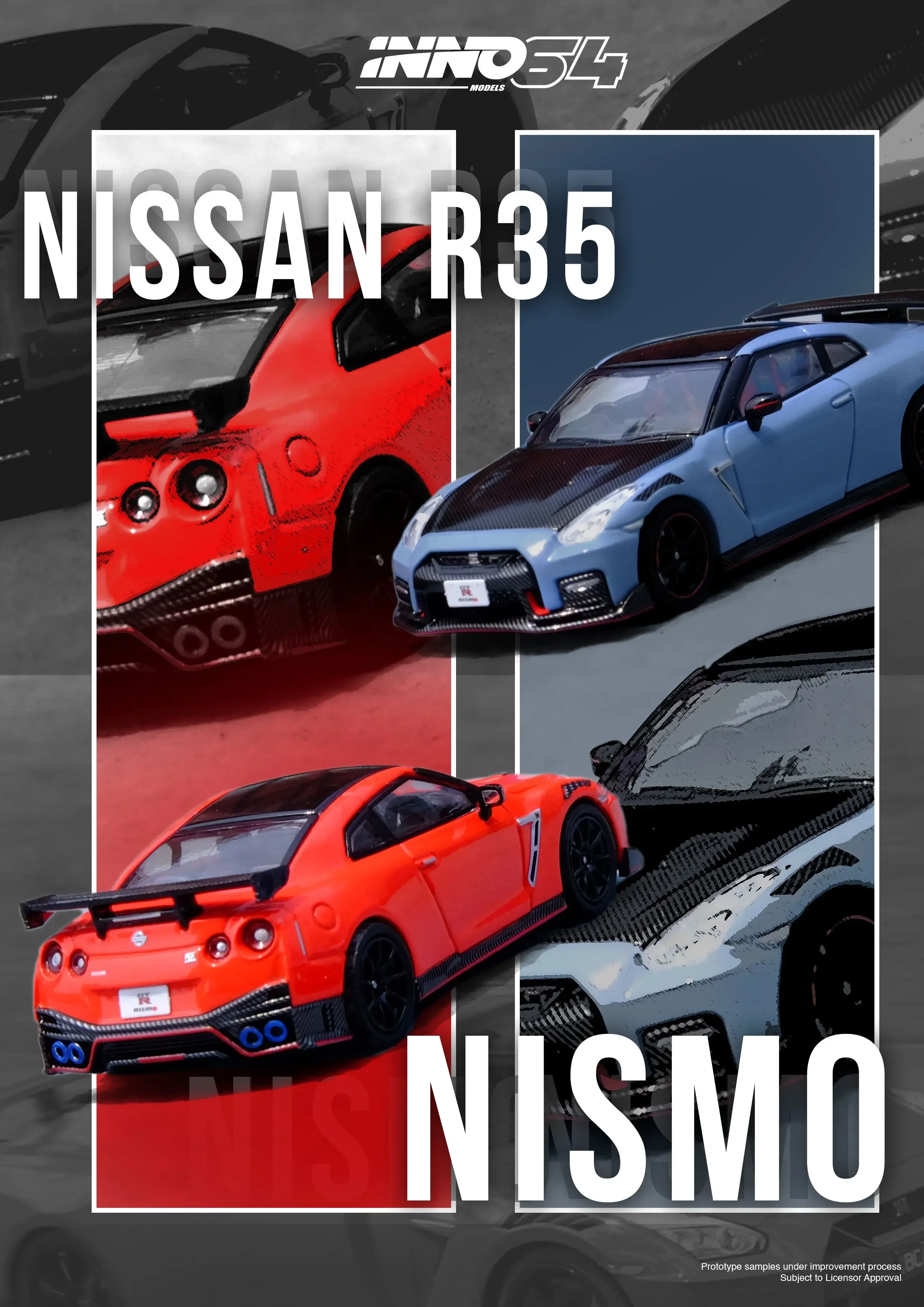 

INNO In Stock 1:64 GTR R35 Red Diecast Diorama Car Model Collection Miniature Toys