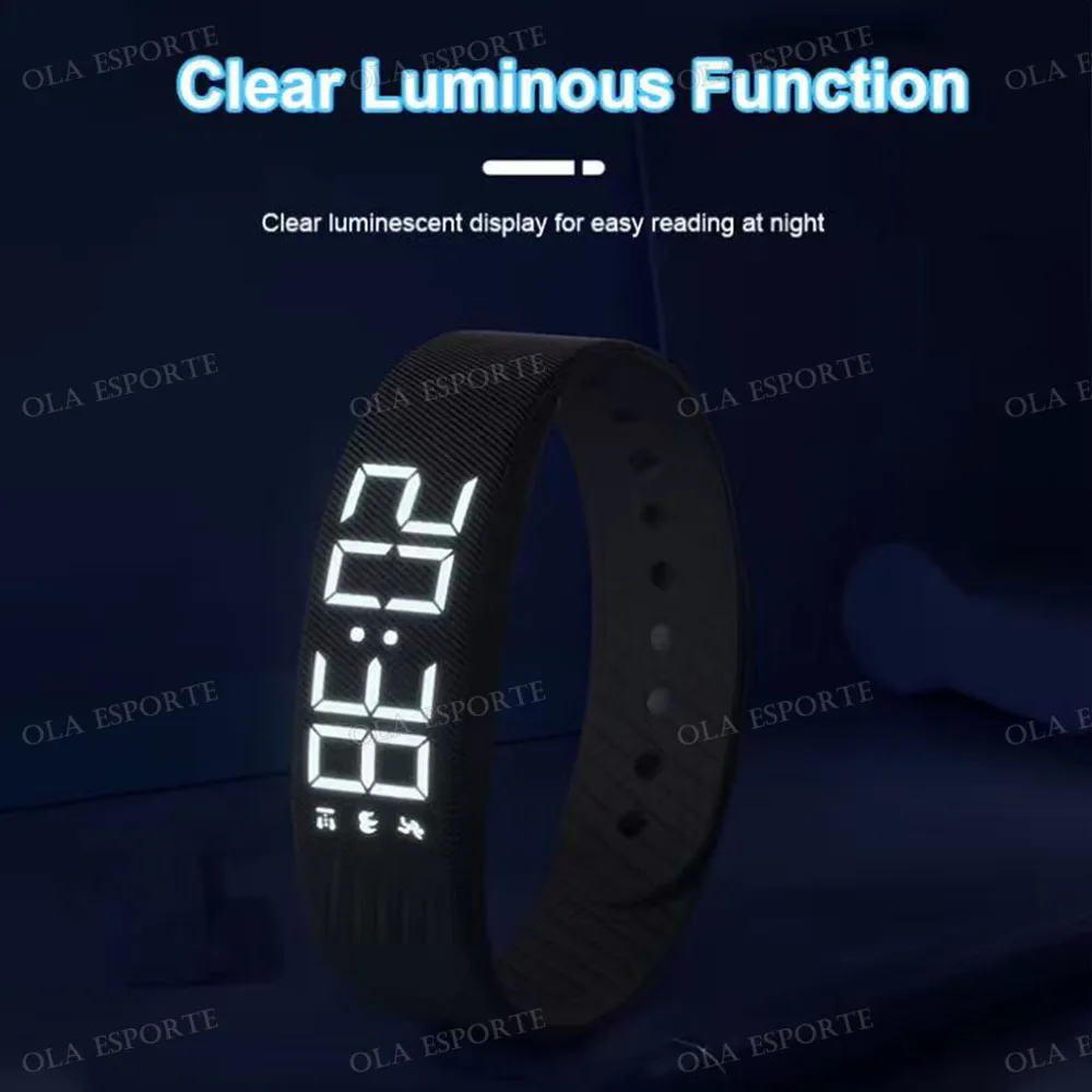 Digital Watch with Vibration Alarm Student Smart Watch Sports Pedometer Multi-function Adjustable Wristband ElectronicWatch F107