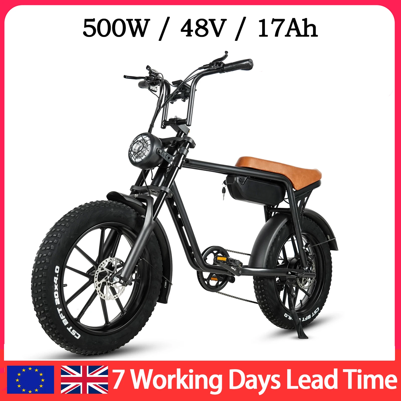 

Electric Bike for Adults Peak 500W EBike Miles 48V 17AH Mountain 20‘’Fatbike Electric Bicycle With Hydraulic Brake Mountainebike