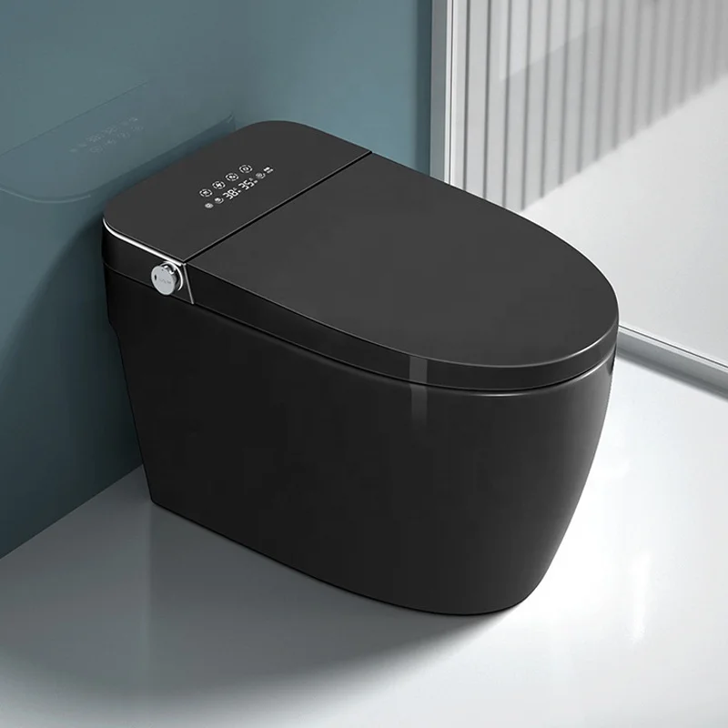 Bathroom New Design Warm Heating Ceramic Automatic WC Electronic Control Intelligent Toilet Black Smart Toilet