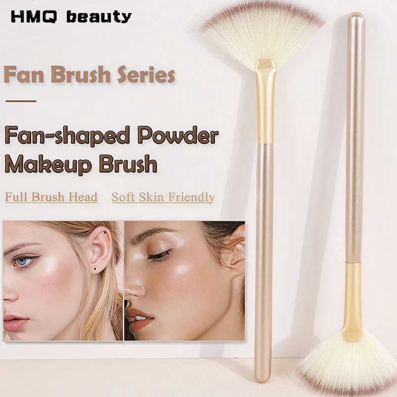 Soft Fan Shaped Makeup Brush Portable Highlight Contour Blending Brushes for Loose Powder Cosmetics Beauty Care Makeup Tools