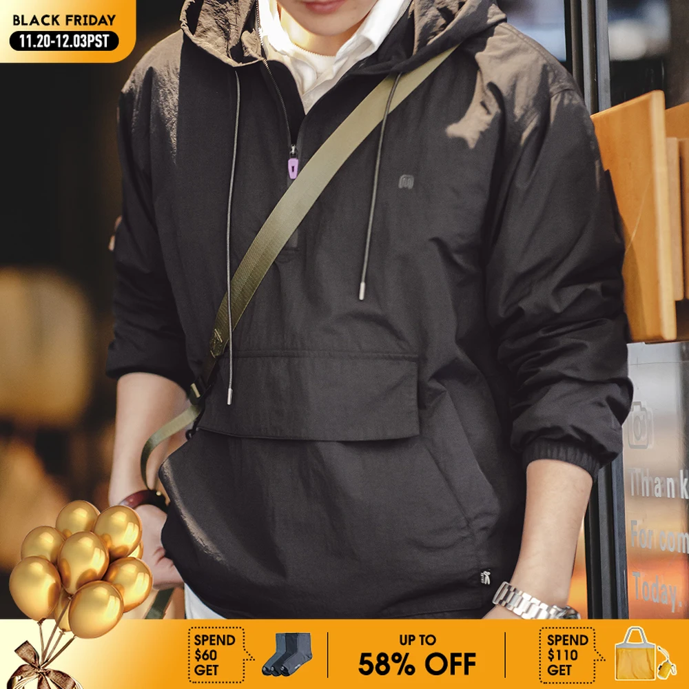 

Maden New Outdoor Half-zip Hooded Jacket Mountain Sports Style Sweatshirt And Loose Casual Pullover for Men's Daily