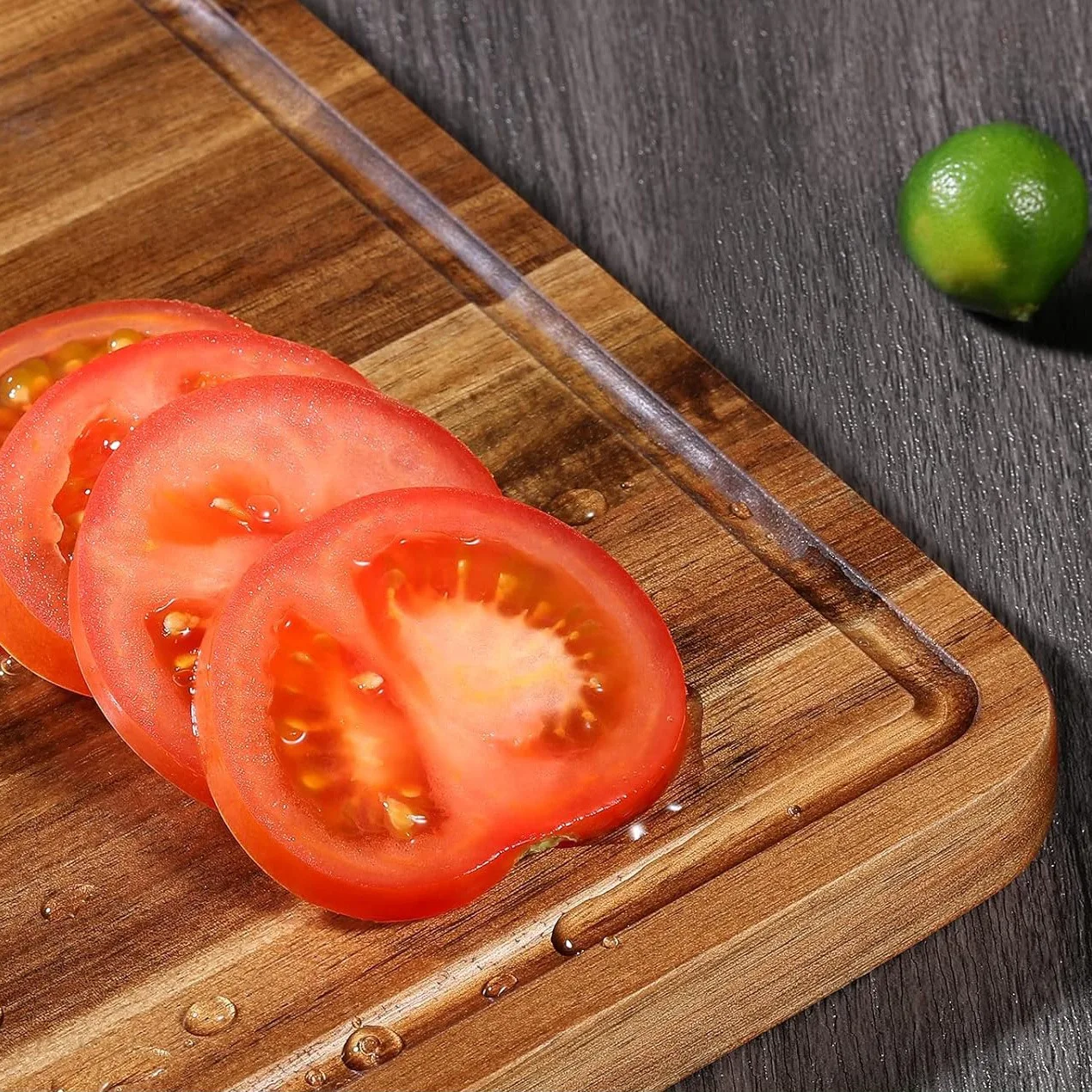 لوح تقطيع خشب السنط، لوح تقطيع الفاكهة من الخشب الصلب، لوح تقطيع شرائح اللحم، غير مطلي، لوح تقطيع خشب السنط المعلق #3